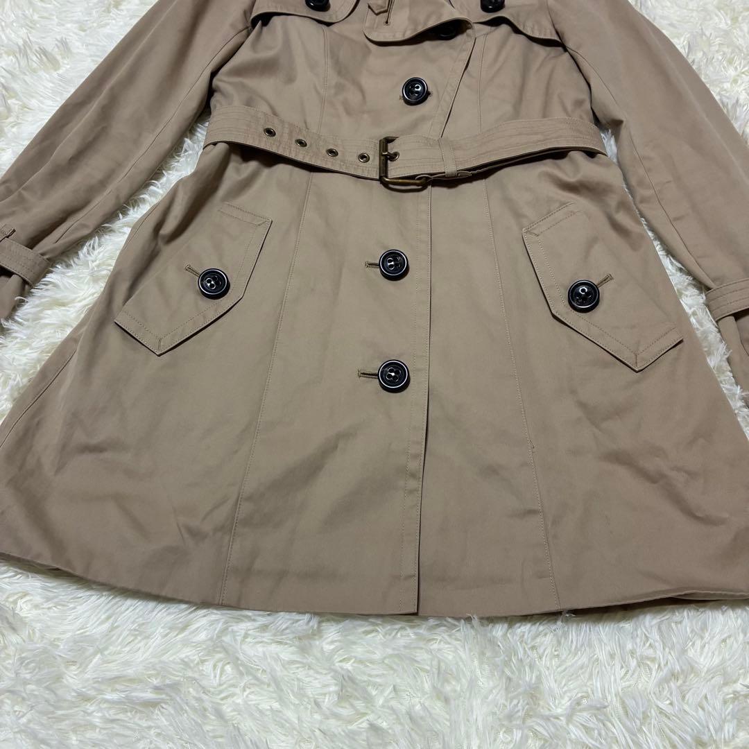 バーバリーブルーレーベル トレンチコートノバチェックベルトライナー付34Sハーフ