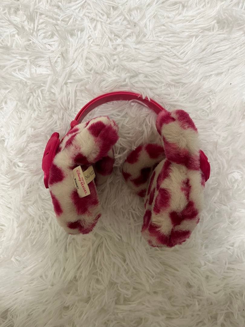 ミニーピンク白ヒョウ柄耳あて