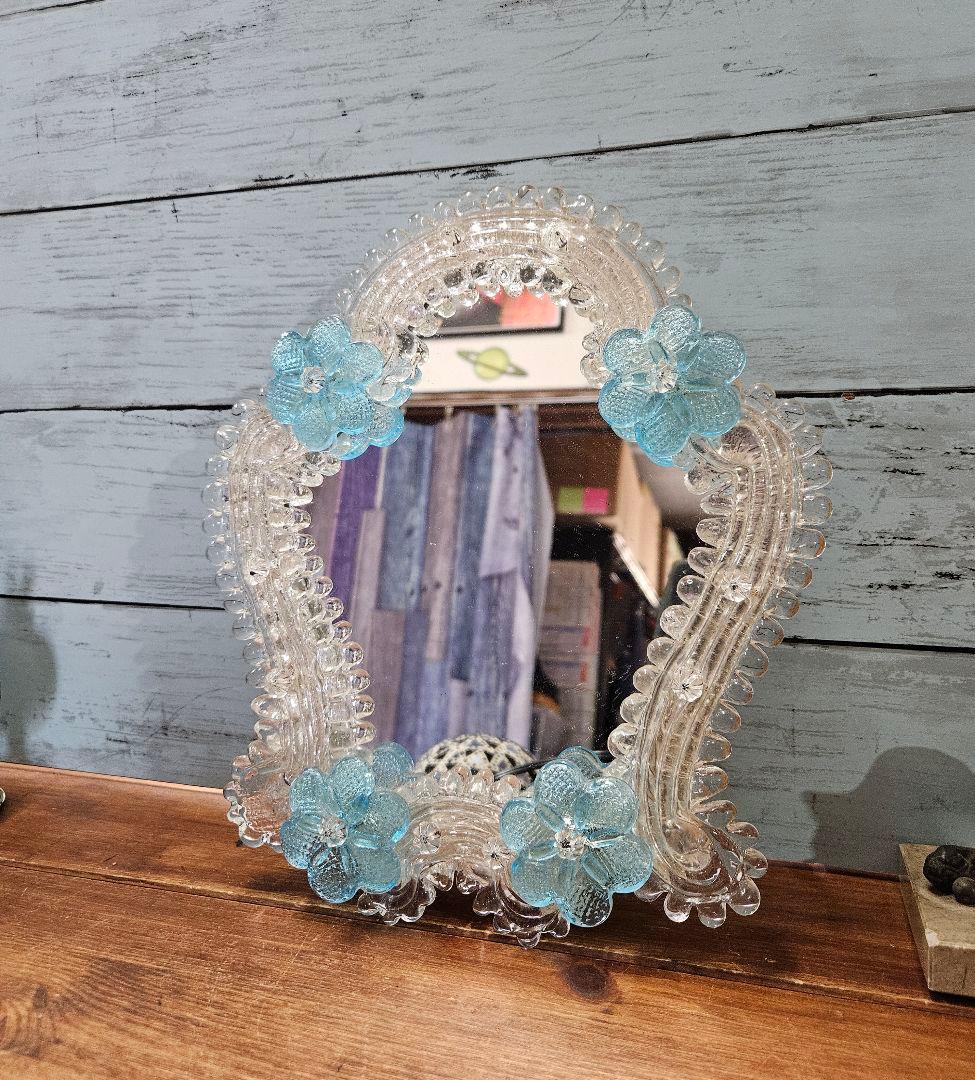 ヴィンテージ ベネチアンガラス 壁掛け ウォールミラー 鏡 イタリア製