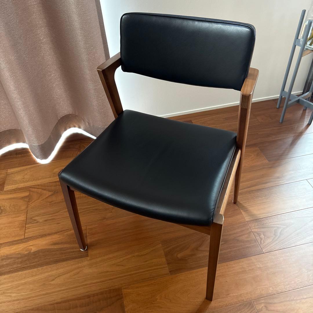 FUJI FURNITURE koti アームレスチェア本革ブラック③