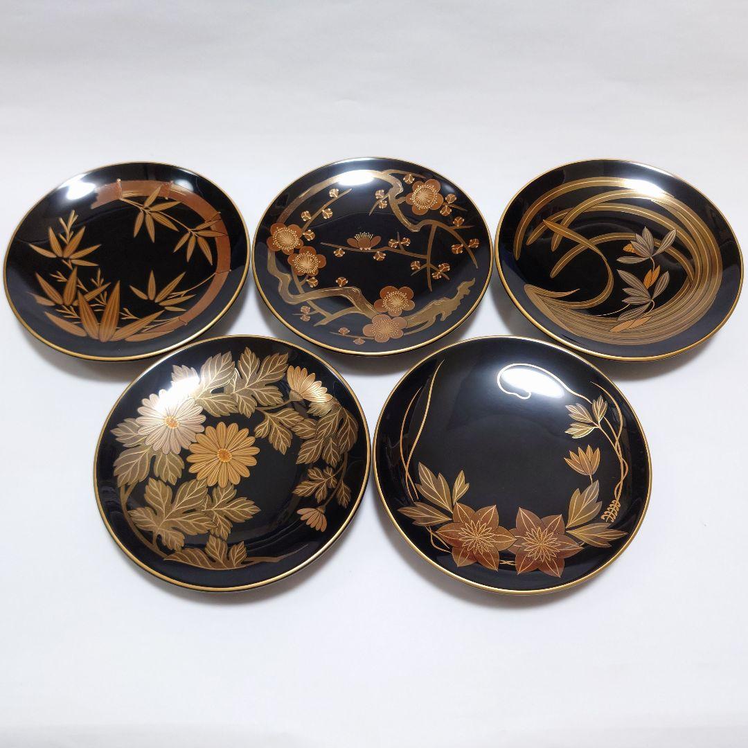 秋峰作 輪島塗 銘々皿 5枚セット