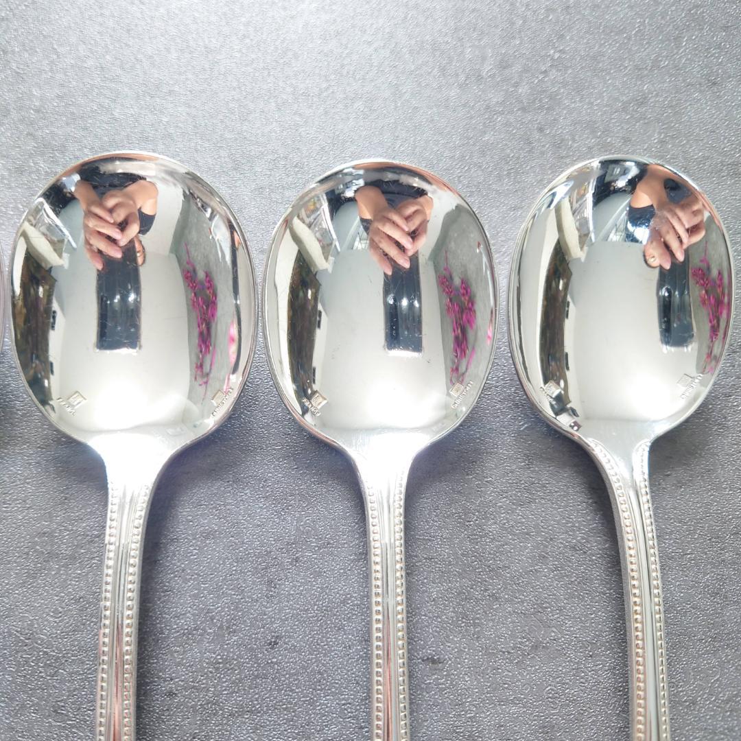 美品 クリストフル パール コンソメスプーン 6点