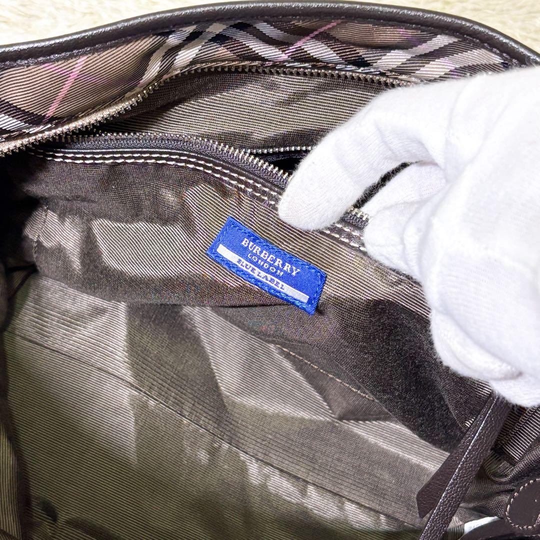 【極美品】バーバリーブルーレーベル トートバッグ ノバチェック 肩掛け ブラウン