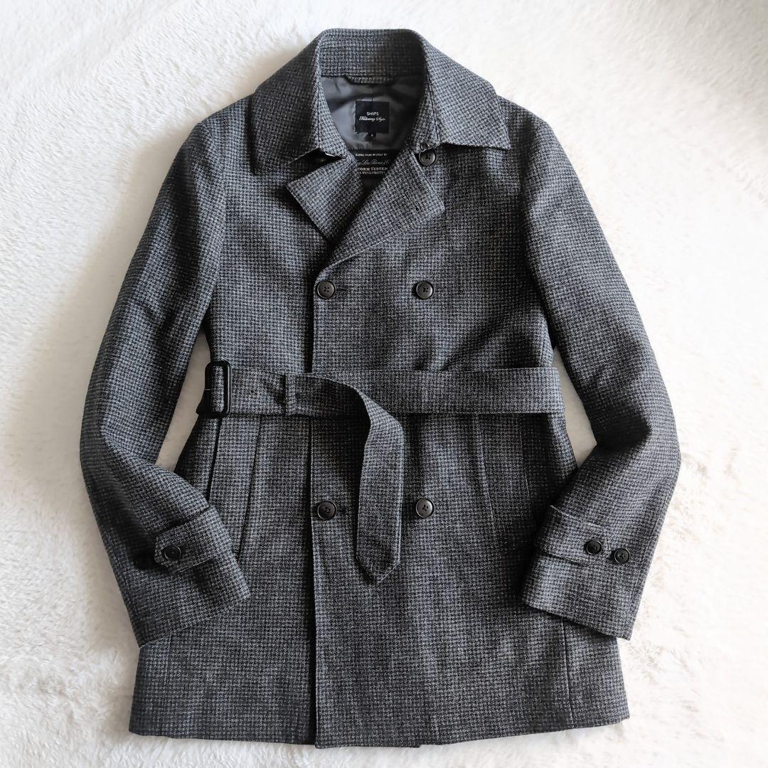 美品 シップス ロロピアーナ 防水 防風 千鳥格子 トレンチコート S グレー