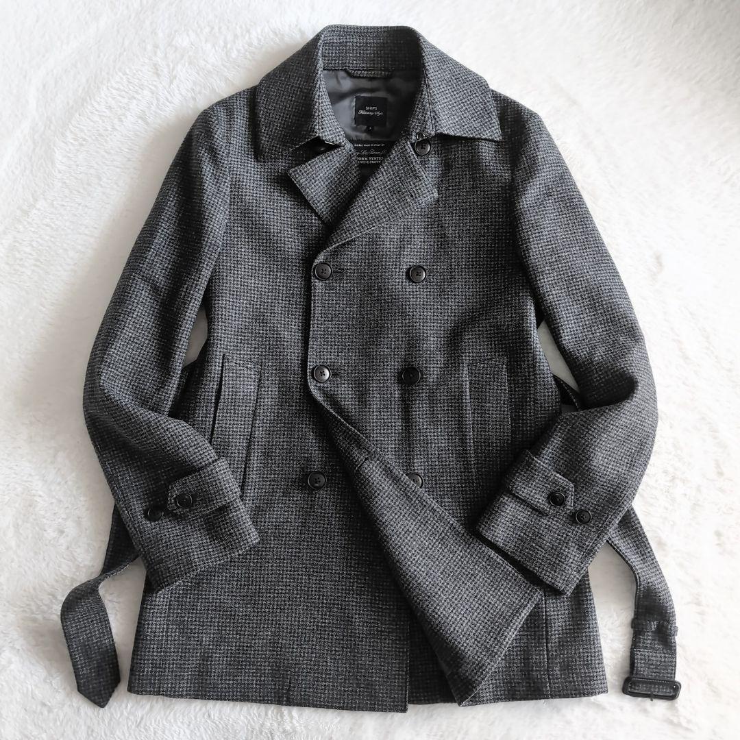 美品 シップス ロロピアーナ 防水 防風 千鳥格子 トレンチコート S グレー