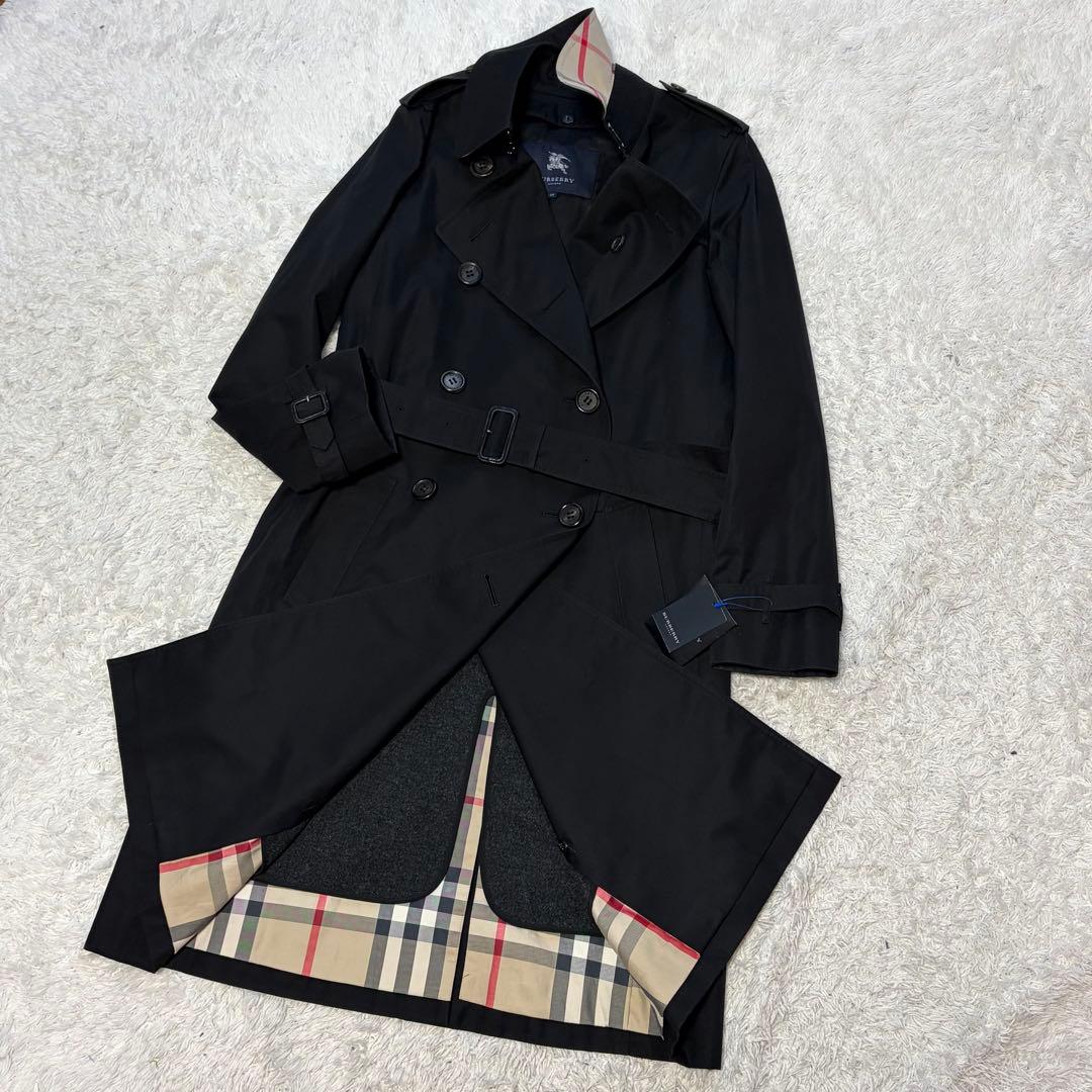 未使用級✨タグ付き✨バーバリーロンドン トレンチコート 40 黒 ノバチェック