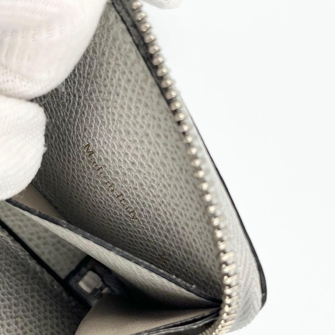 【美品】Valextra ラウンドジップ　ミニウォレット　ケース　グレー