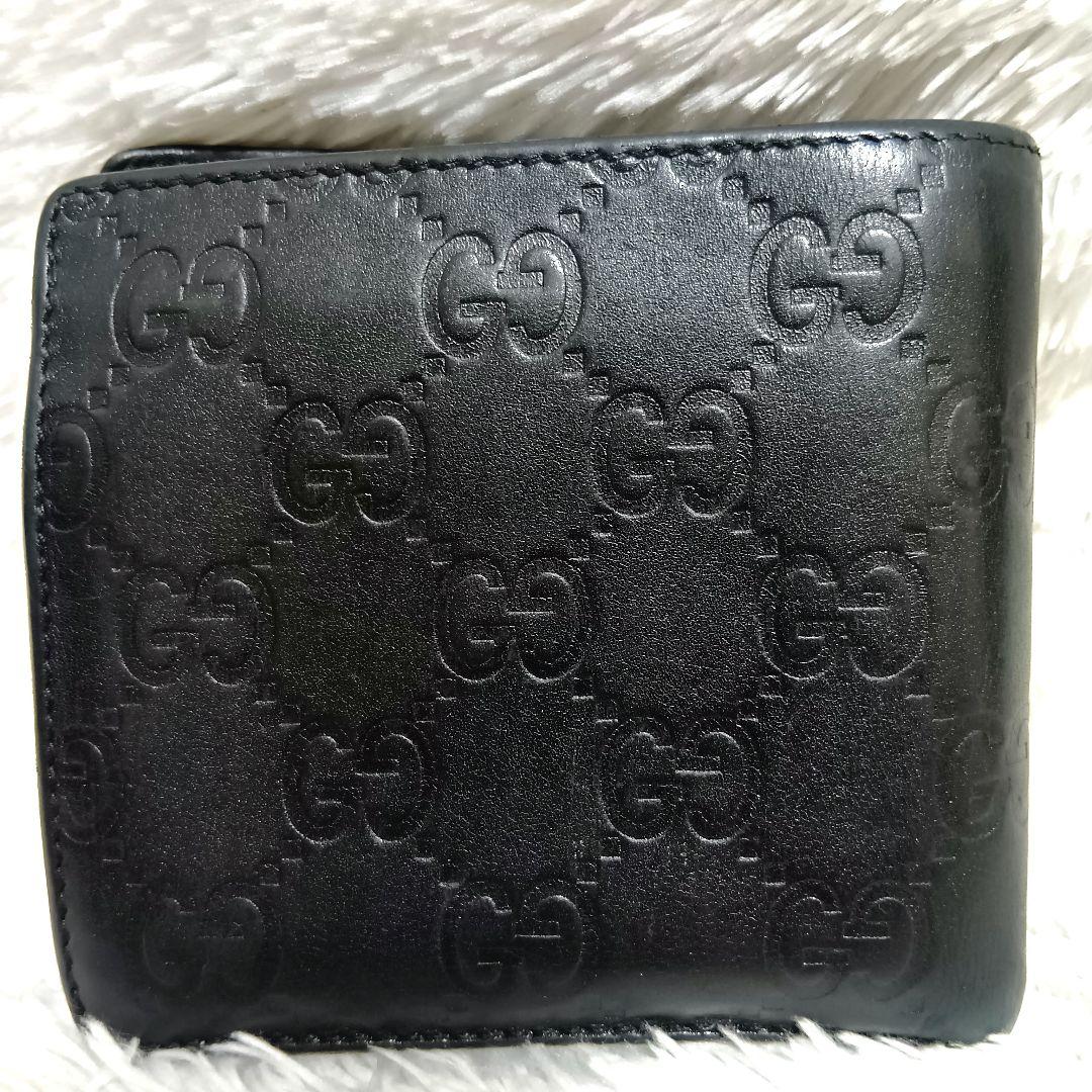 グッチ　二つ折り財布　シマレザー　インターロッキング　ブラック　正規品