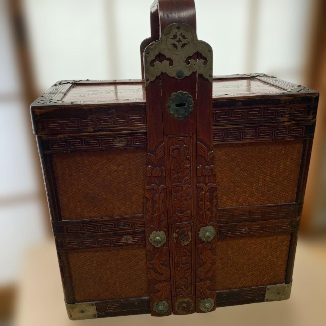 茶道具箱　煎茶道具箱　野点　茶道　日本の茶道具 茶収納箱　提藍ていらん　骨董品