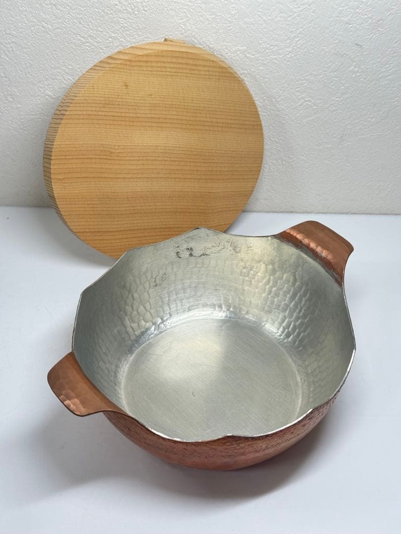 京都 有次 最高級 銅製 両手鍋 木蓋付き 16cm