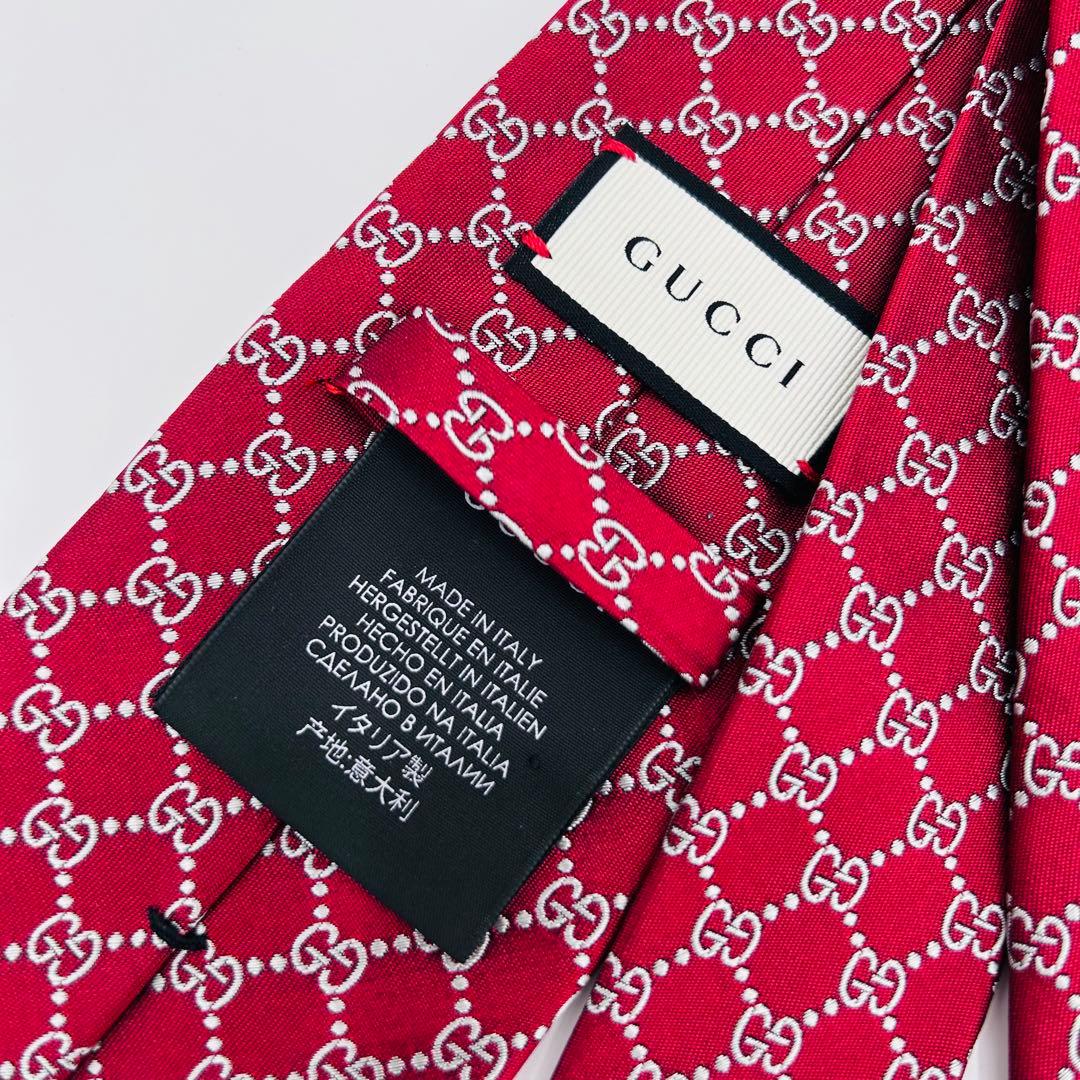 【美品】GUCCI バーガンディ GGパターン ネクタイ