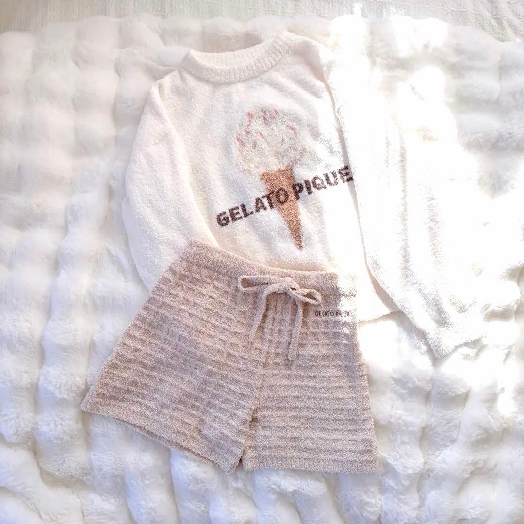 ジェラートピケ　アイスジャガードプルオーバー＆ワッフルショートパンツセット