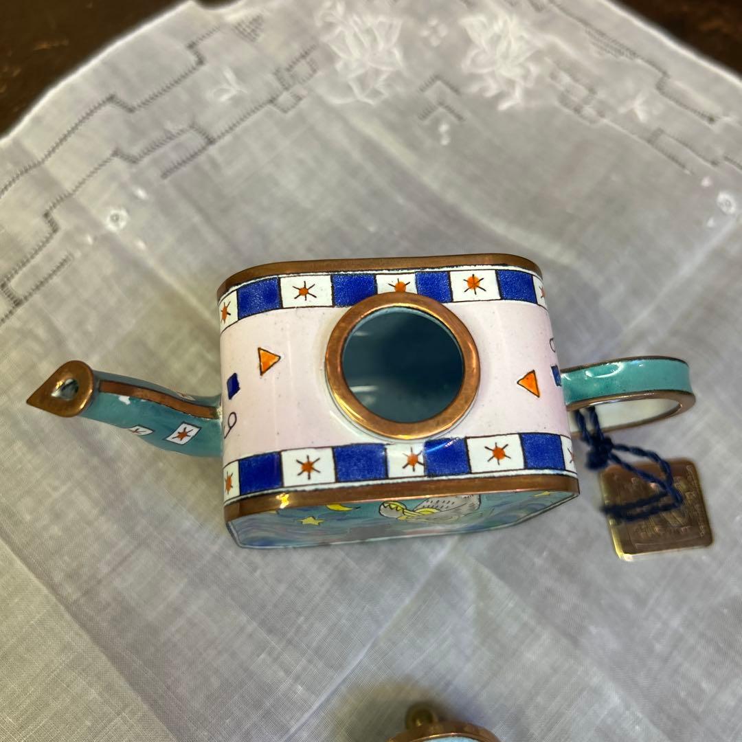 未使用　1996シャルロット ディ ヴィータミニチュアティーポットフクロウと子猫