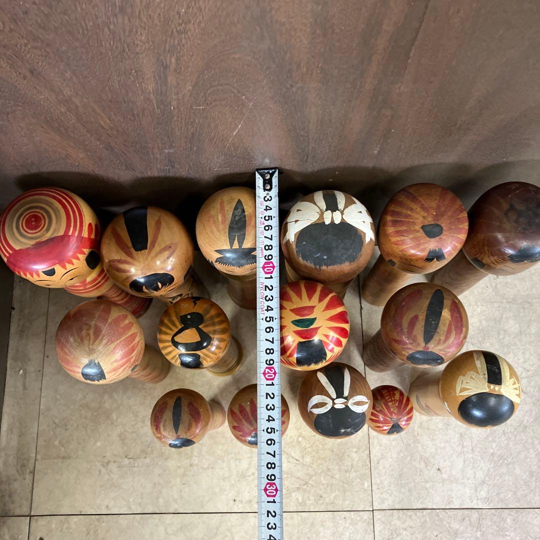 D-3 昭和レトロ 木製 こけし 小芥子 15体セット まとめ売り 日本人形