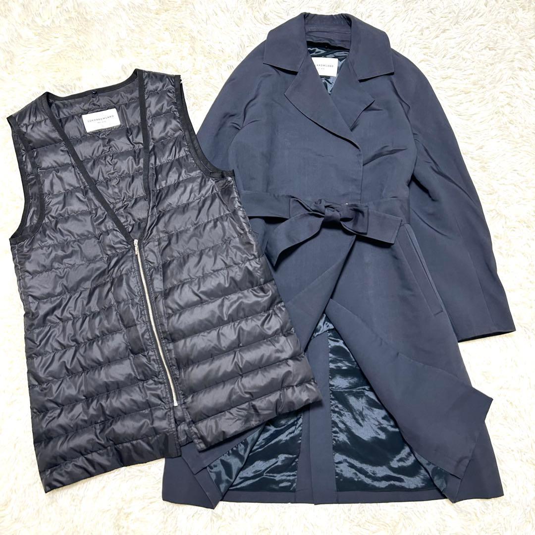 トゥモローランド　トレンチコート　ダウンライナー　ダウンベスト　ネイビー　S