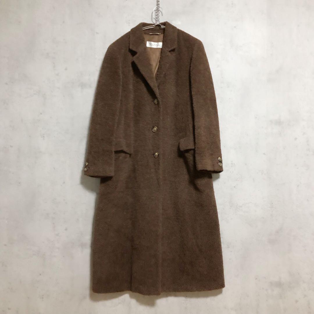 Max Mara マックスマーラ アルパカ ヴァージンウール ロングコート 茶