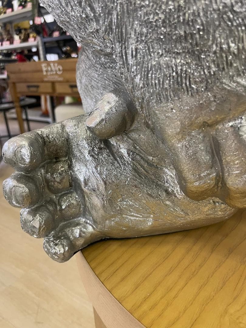 巨大　ゴリラ　キングコング　置物　オブジェ　シルバー　アニマル　高さ88　銀　L