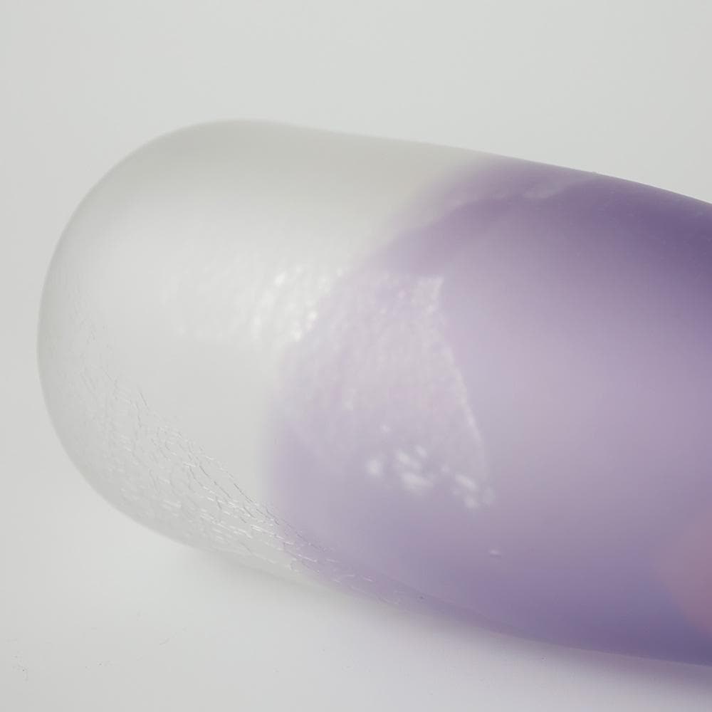 美品 富山ガラス工房 吹き硝子 花器 共箱 花瓶 花入 ガラス 高さ28㎝