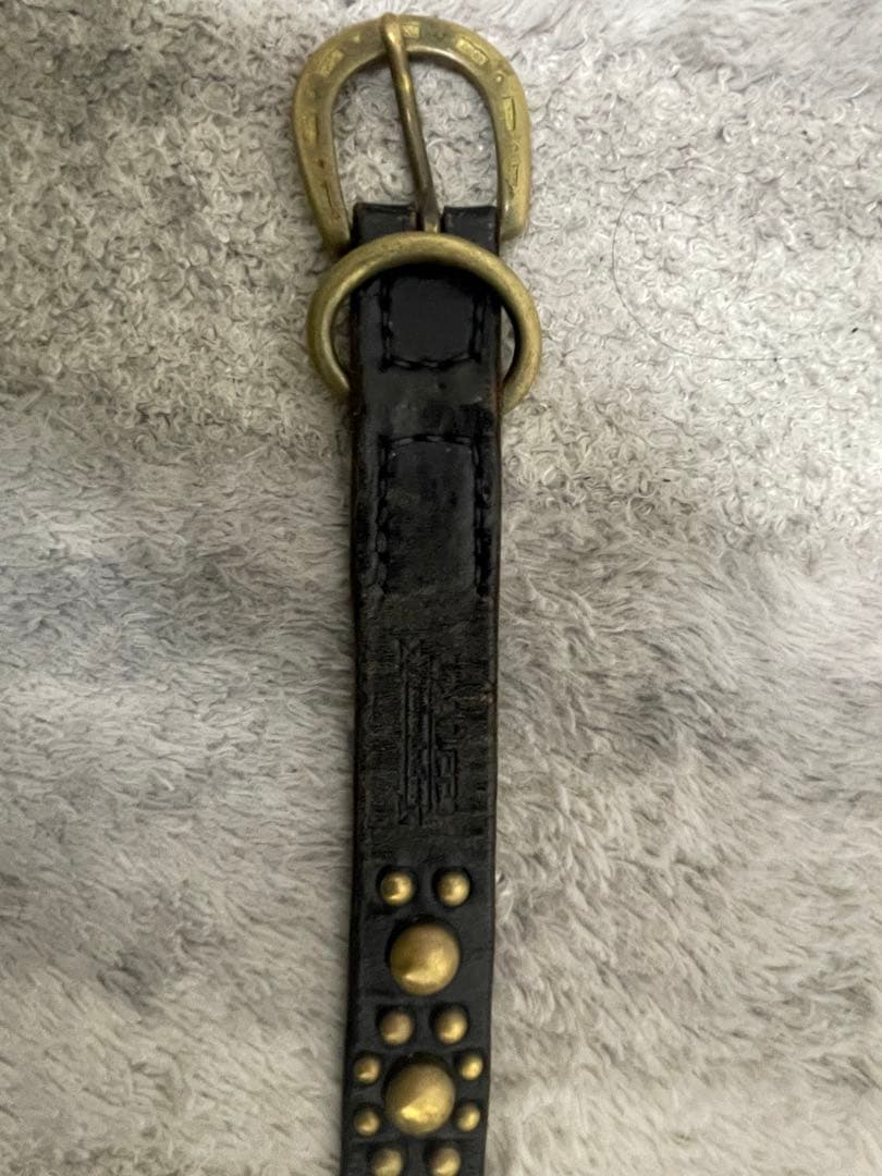 CALEE スタッズ付きブラックレザーベルト