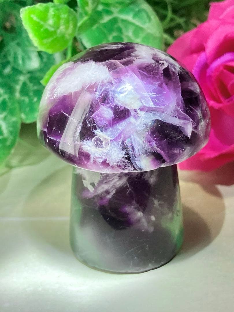 エンジェルフェザー　万華鏡　フローライト　マルチカラー　蛍石　きのこ　原石