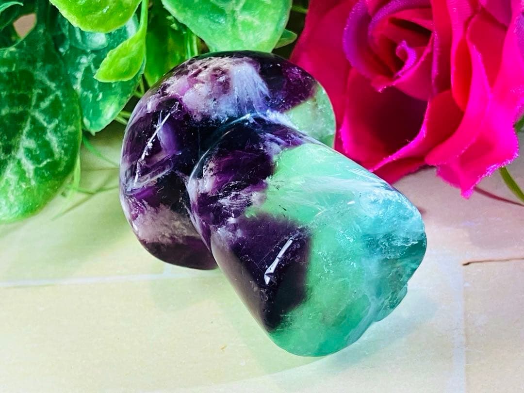 エンジェルフェザー　万華鏡　フローライト　マルチカラー　蛍石　きのこ　原石