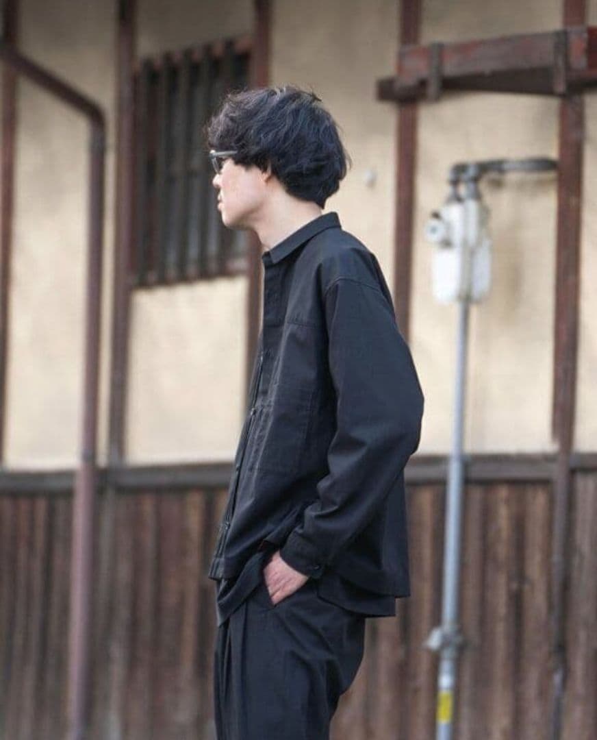 AFTERHOURS PLEATED BLOUZON 25SS 黒