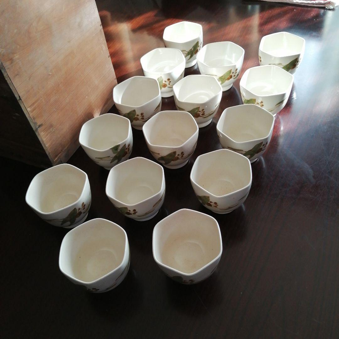 京焼　六角向付　15客　9cm　明治〜大正期