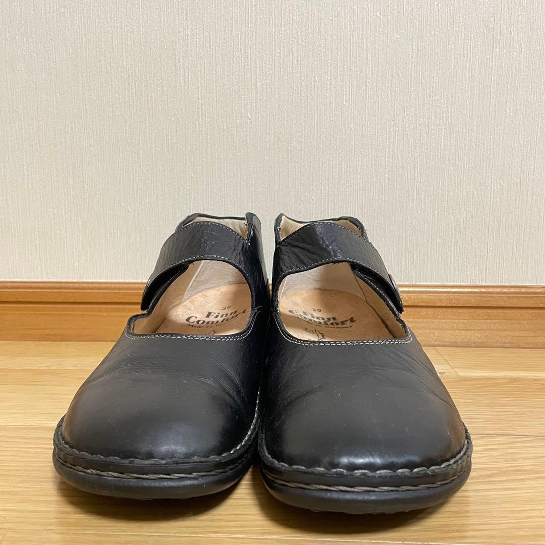 未使用に近い フィンコンフォート レザーシューズ ストラップ ブラック ドイツ製