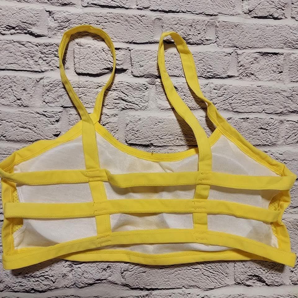 後ろ美人 お洒落 スポーツブラ ブラトップ 格子 ダンス ヨガ 衣装 黄色 F