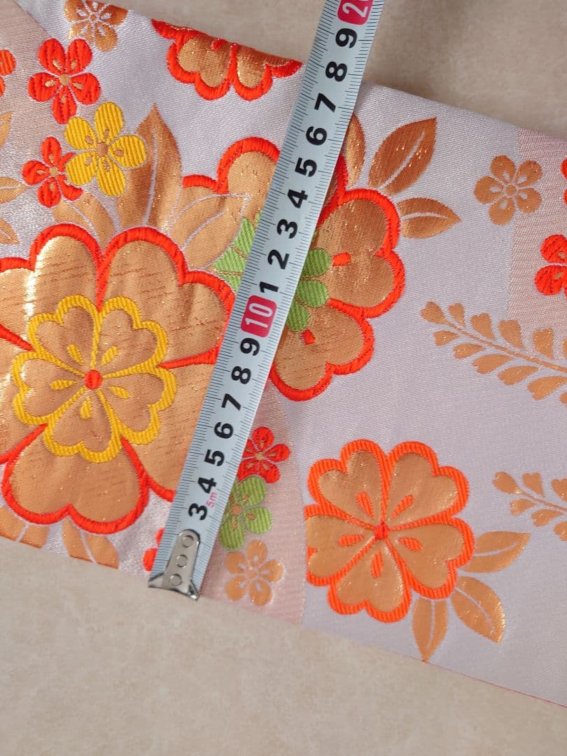 七五三　ハーフ成人式　ジュニア帯　袋帯からの作り帯　1点物　白系　花柄