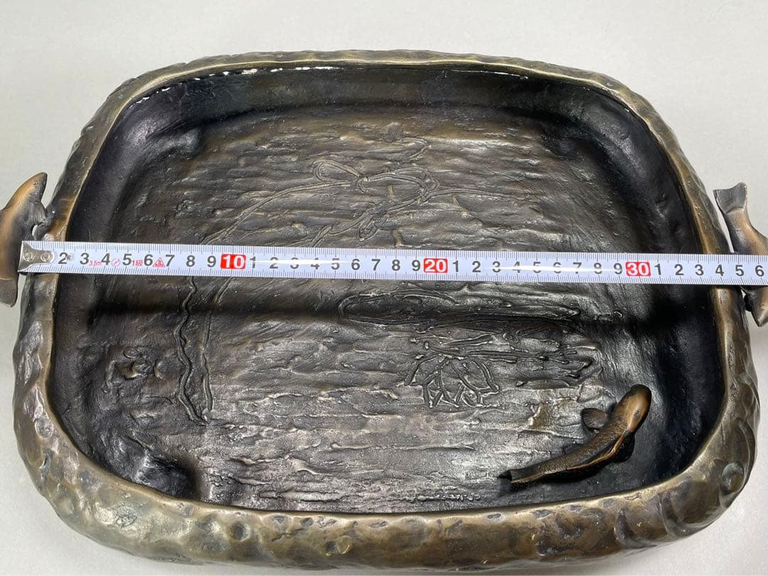 いけばな　池坊　古流　蠟型鋳造　般若純一郎造　鯉水盤　砂鉢　盆栽鉢　華道具 景色