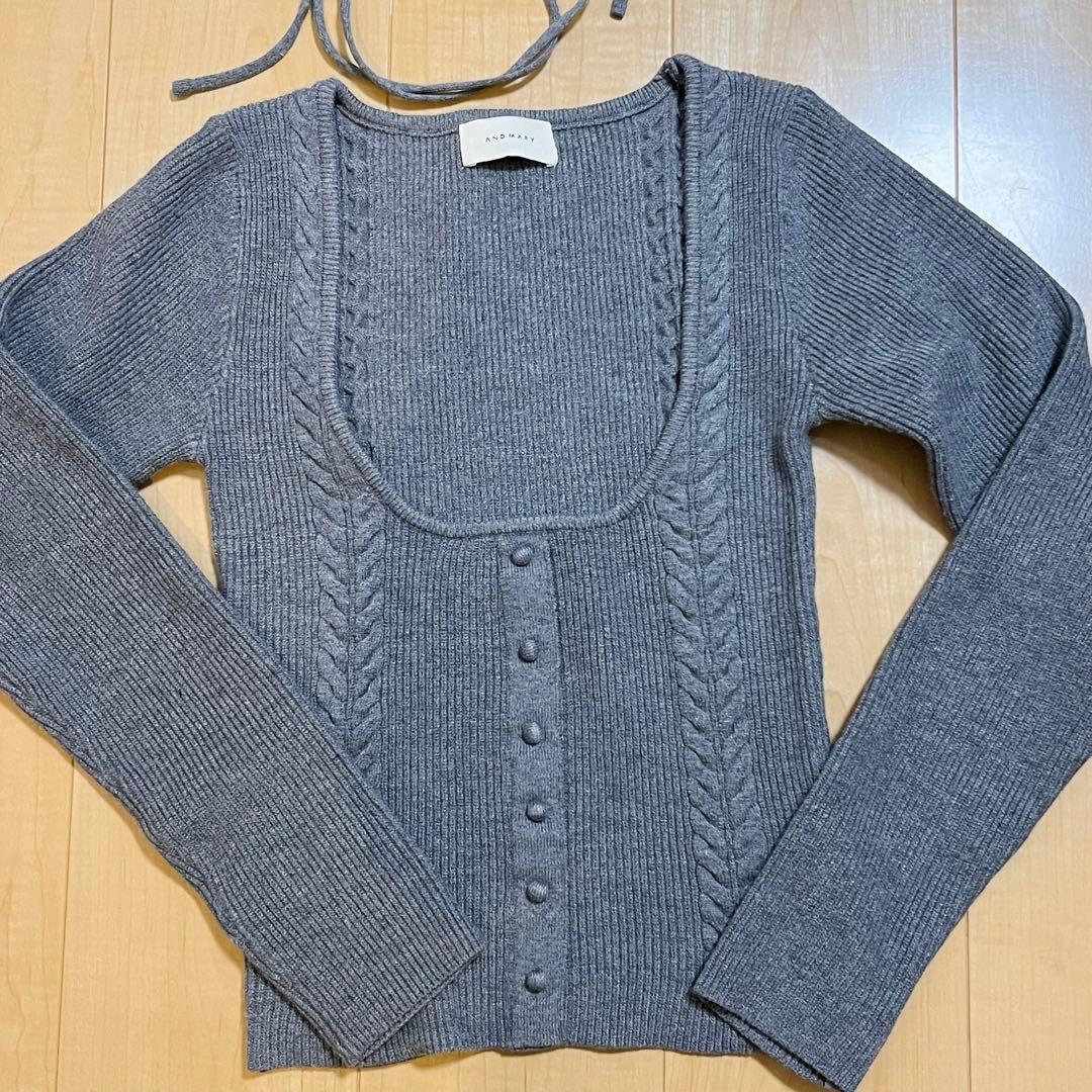 andmary　アンドマリー Sharon ribbon tops　gray