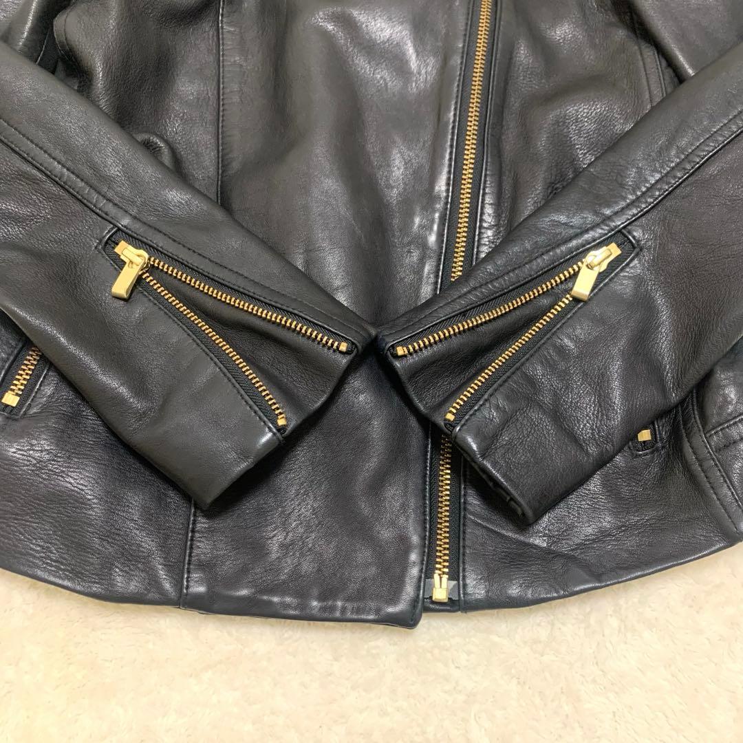 もも様NOBLE ノーブル ライダースジャケット ラムレザー 本革 ゴールド金具