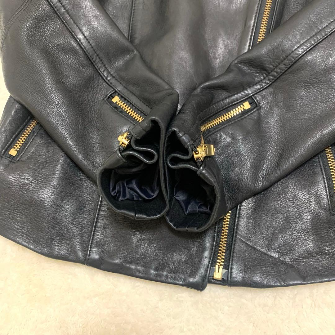 もも様NOBLE ノーブル ライダースジャケット ラムレザー 本革 ゴールド金具