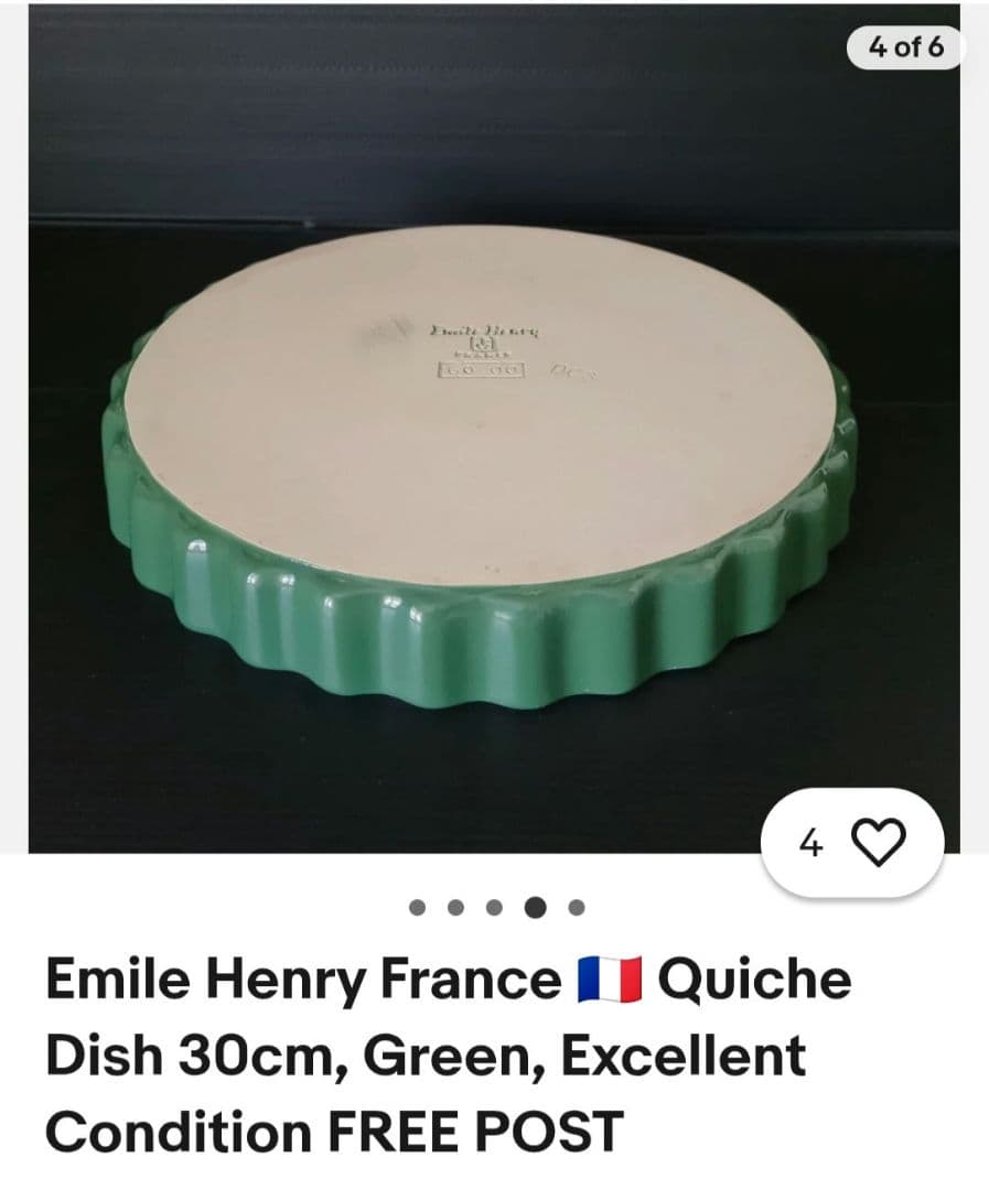 エミール・アンリ　Emile Henry　キッシュ皿　グリーン