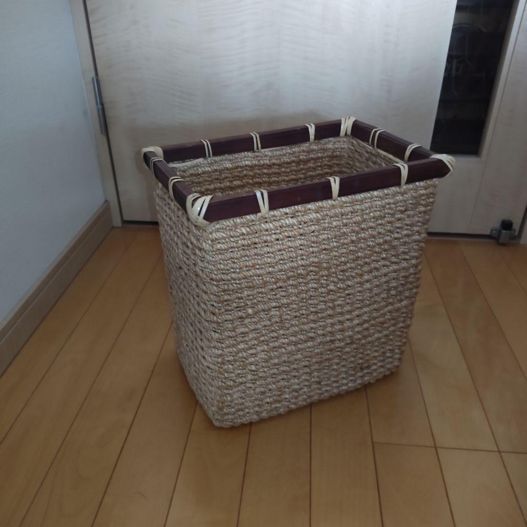 【良品】縄網　カゴ　バスケット　ランドリー　ゴミ箱　民芸　工芸
