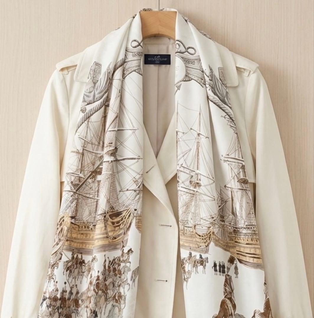 美品 エルメス カレ90 MARINE ET CAVALERIE 海と騎兵隊