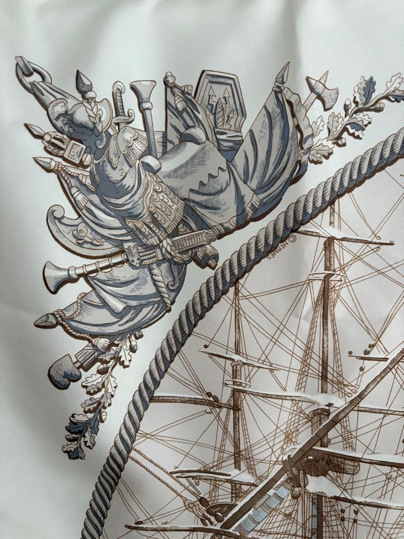 美品 エルメス カレ90 MARINE ET CAVALERIE 海と騎兵隊