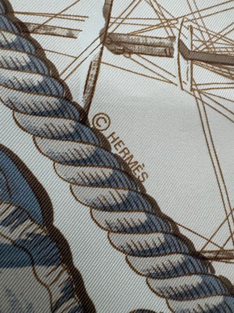 美品 エルメス カレ90 MARINE ET CAVALERIE 海と騎兵隊