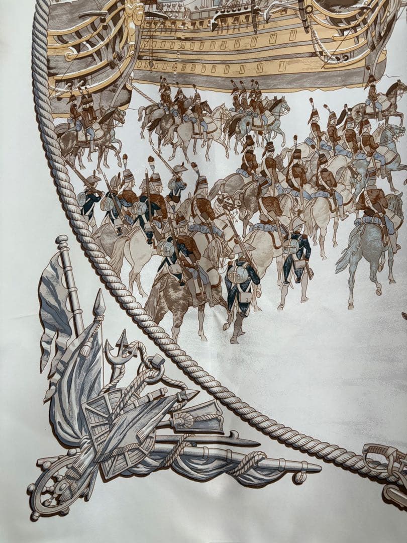 美品 エルメス カレ90 MARINE ET CAVALERIE 海と騎兵隊