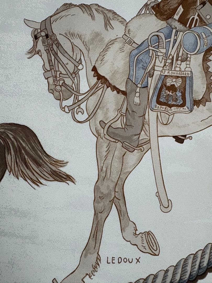 美品 エルメス カレ90 MARINE ET CAVALERIE 海と騎兵隊