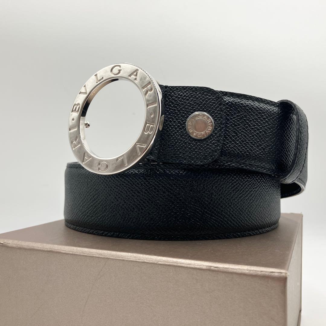 箱付き極美品✨ブルガリ ベルト サークルロゴ ビーゼロワン レザー ブラック