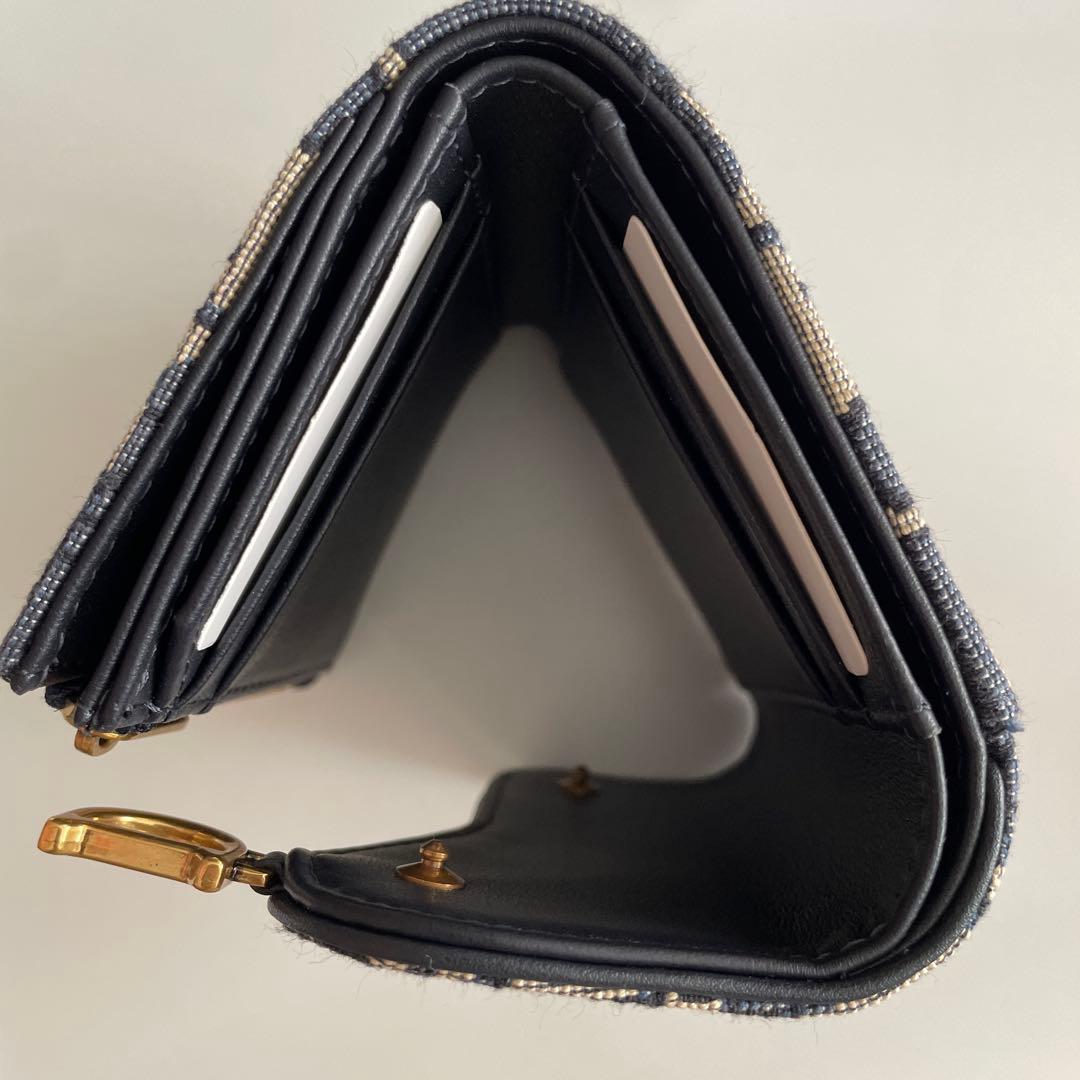 Dior 三つ折り財布 ネイビー/ベージュ