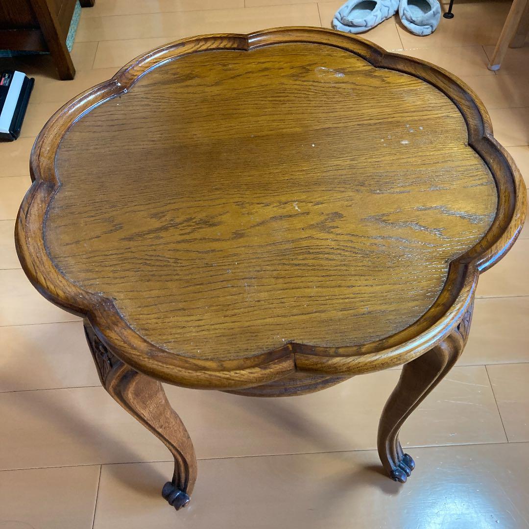 （送料込でお得です。オーク材　オーク無垢　サイドテーブル　アジア風家具