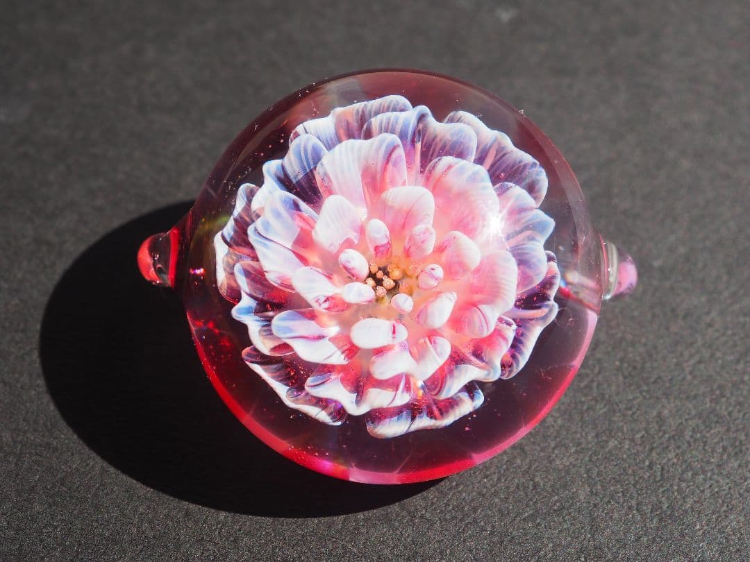 ꫛꫀꪝ硝子の髪飾り★ポンポネグラス★ヘアゴム 「想像の花」pink