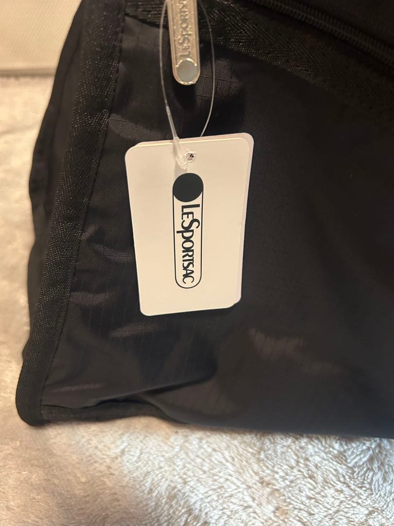 新品 ・軽量・大容量無地レスポートサック 黒 ボストンバッグ ショルダー付き