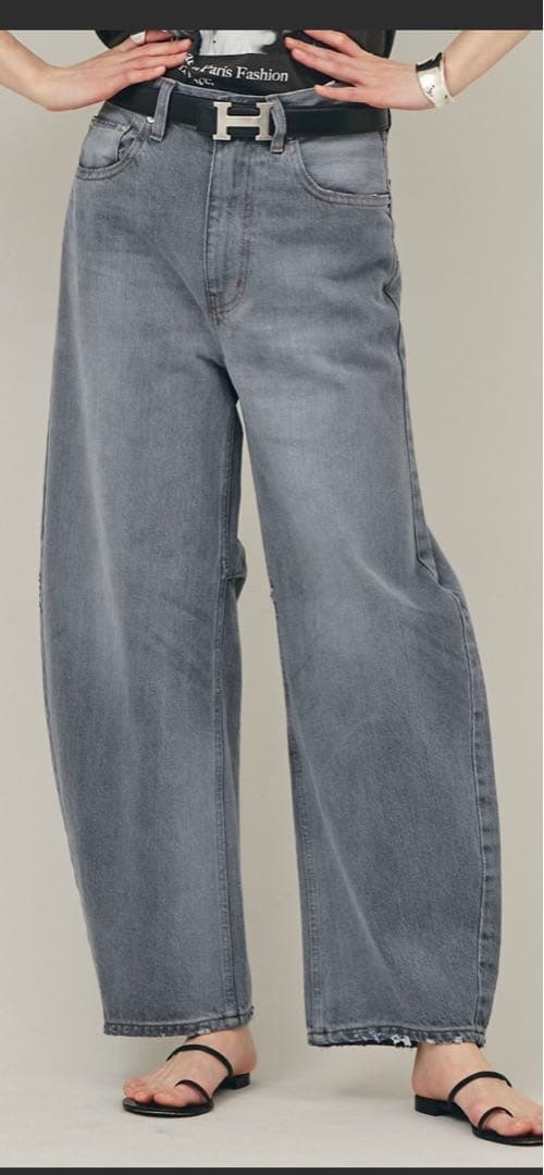 Curensology カレンソロジー カーヴィーデニムパンツ　グレー　40