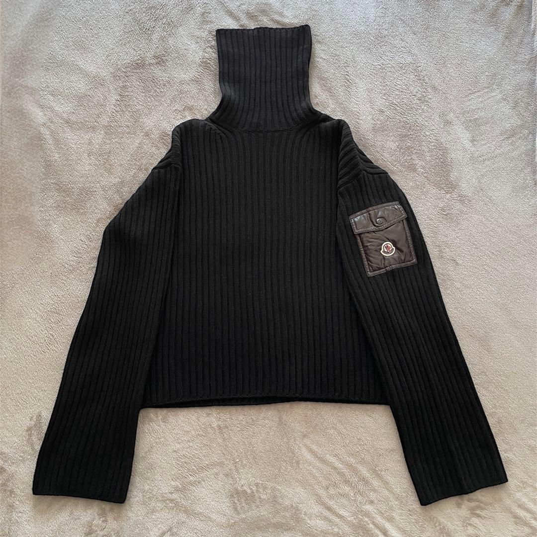 美品✨ MONCLER ニット ポケット ウール タートルネック S ブラック
