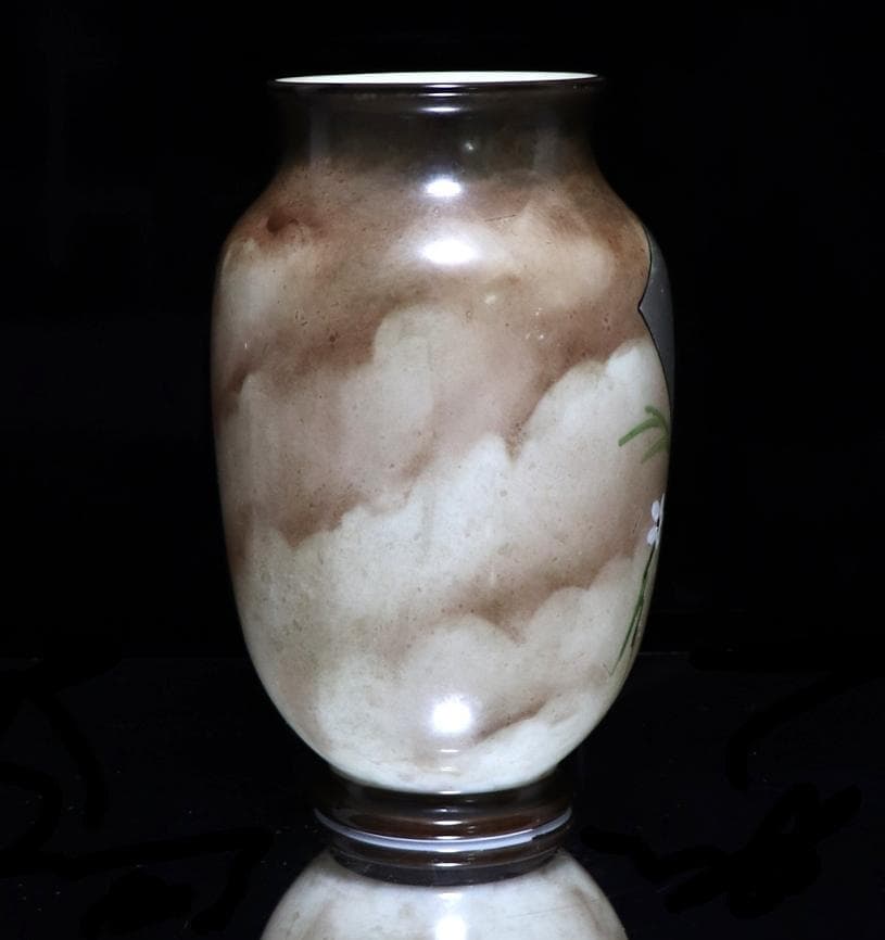 オールド・バカラ レアカラー ジャポニスム花瓶 オパーリンクリスタル製花鳥図飾壷