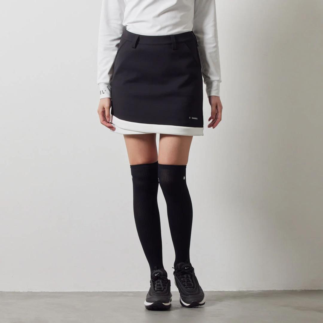 BANDL PIPING HEM SKIRT 黒/白